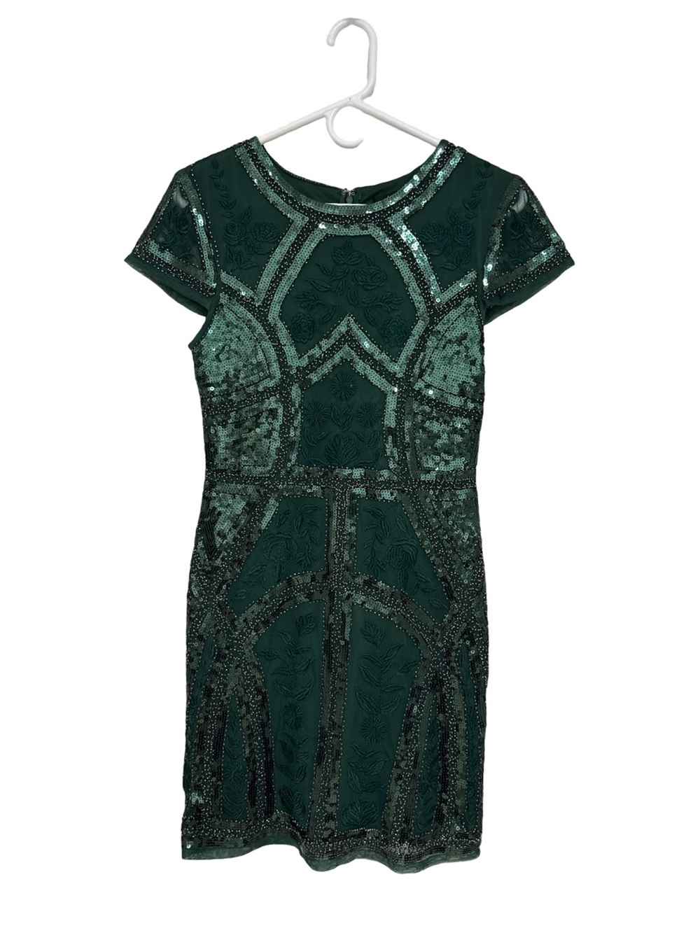 Lulu's Emerald Green Short Sleeve Sequin Bodycon Dress - Picture 3 of 11